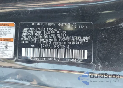 2015 Scion Fr-S из США, поврежденный, VIN JF1ZNAA10F8708142